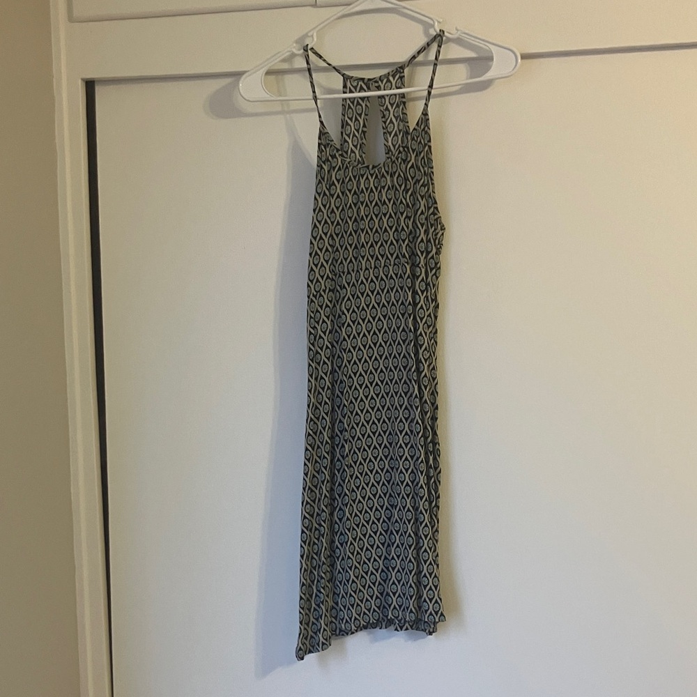 Geometric Patterned Black and Beige Dress